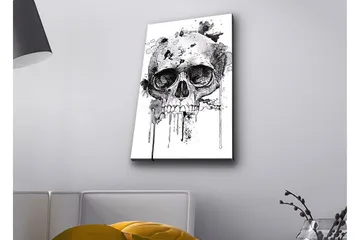 Lerretsbilde med LED-belysning - Hodeskalle med abstrakte blekkdetaljer - Svart / Grå - Interiør - Maleri & posters - Lerretsbilder