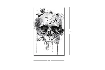Lerretsbilde med LED-belysning - Hodeskalle med abstrakte blekkdetaljer - Svart / Grå - Interiør - Maleri & posters - Lerretsbilder