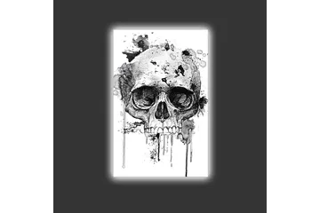 Lerretsbilde med LED-belysning - Hodeskalle med abstrakte blekkdetaljer - Svart / Grå - Interiør - Maleri & posters - Lerretsbilder
