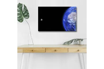Lerretsbilde med LED-belysning - Jorden og månen i rommet - Blå / Grå / Svart - Interiør - Maleri & posters - Lerretsbilder