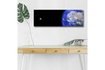 Lerretsbilde med LED-belysning - Jorden sett fra verdensrommet med en måne i bakgrunnen - Blå / Grå / Svart - Interiør - Maleri & posters - Lerretsbilder