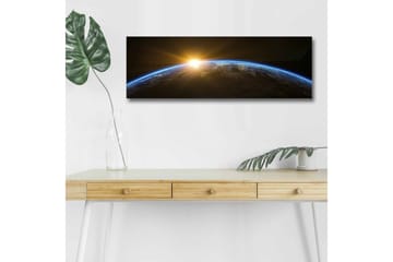 Lerretsbilde med LED-belysning - Jorden sett fra verdensrommet med en soloppgang i horisonten - Blå / Oransje / Svart - Interiør - Maleri & posters - Lerretsbilder