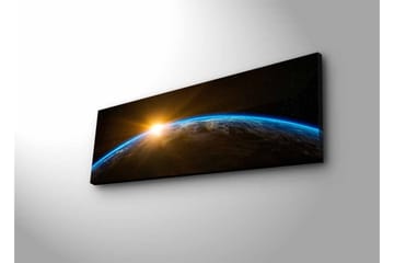 Lerretsbilde med LED-belysning - Jorden sett fra verdensrommet med en soloppgang i horisonten - Blå / Oransje / Svart - Interiør - Maleri & posters - Lerretsbilder