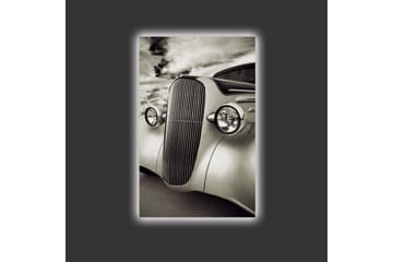 Lerretsbilde med LED-belysning - Klassisk bil med elegant design - Hvit / Svart / Grå - Interiør - Maleri & posters - Lerretsbilder