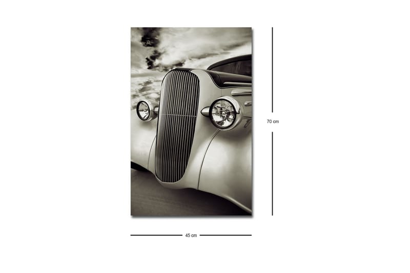 Lerretsbilde med LED-belysning - Klassisk bil med elegant design - Hvit / Svart / Grå - Interiør - Maleri & posters - Lerretsbilder