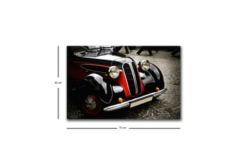 Lerretsbilde med LED-belysning - Klassisk bil med retrodesign - Svart / Rød / Sølv - Interiør - Maleri & posters - Lerretsbilder