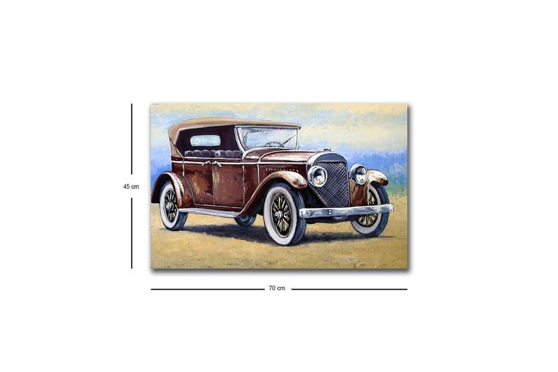 Lerretsbilde med LED-belysning - Klassisk bil med vintagedesign - Mørk rød / Grå / Beige - Interiør - Maleri & posters - Lerretsbilder