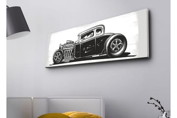 Lerretsbilde med LED-belysning - Klassisk hot rod-bil i svart-hvitt - Svart / Hvit - Interiør - Maleri & posters - Lerretsbilder