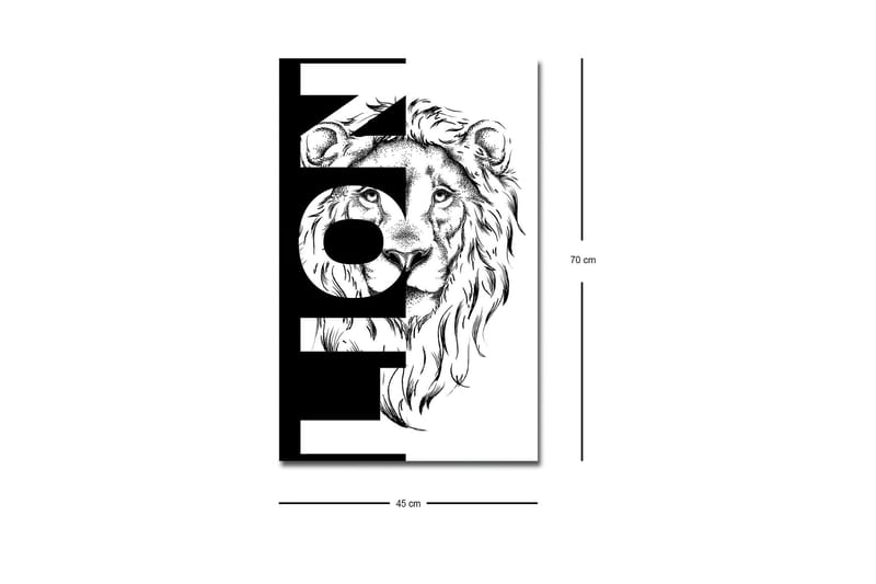 Lerretsbilde med LED-belysning - Løvehode med grafiske elementer - Svart / Hvit - Interiør - Maleri & posters - Lerretsbilder