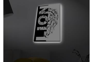 Lerretsbilde med LED-belysning - Løvehode med grafiske elementer - Svart / Hvit - Interiør - Maleri & posters - Lerretsbilder