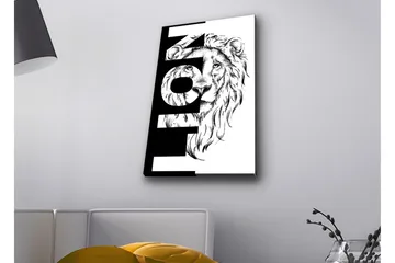 Lerretsbilde med LED-belysning - Løvehode med grafiske elementer - Svart / Hvit - Interiør - Maleri & posters - Lerretsbilder