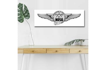 Lerretsbilde med LED-belysning - Logo med vinger og NASA-motiv - Svart / Grå - Interiør - Maleri & posters - Lerretsbilder