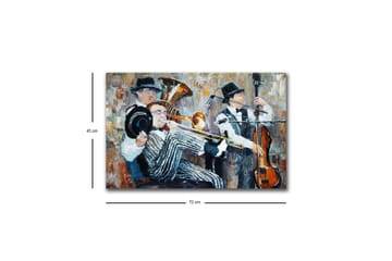 Lerretsbilde med LED-belysning - Musikalsk opptreden med tre musikere som spiller - Mørk blå / Oransje / Hvit - Interiør - Maleri & posters - Lerretsbilder