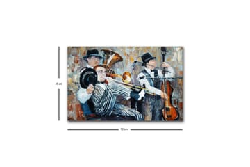 Lerretsbilde med LED-belysning - Musikalsk opptreden med tre musikere som spiller - Mørk blå / Oransje / Hvit - Interiør - Maleri & posters - Lerretsbilder