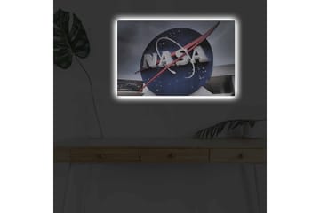 Lerretsbilde med LED-belysning - NASAs ikoniske logo med en blå sirkel og rød bane - Blå / Rød / Hvit - Interiør - Maleri & posters - Lerretsbilder