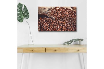 Lerretsbilde med LED-belysning - Rike kaffebønner i et naturlig miljø - Mørk brun / Lys brun - Interiør - Maleri & posters - Lerretsbilder