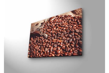 Lerretsbilde med LED-belysning - Rike kaffebønner i et naturlig miljø - Mørk brun / Lys brun - Interiør - Maleri & posters - Lerretsbilder