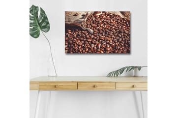 Lerretsbilde med LED-belysning - Rike kaffebønner i et naturlig miljø - Mørk brun / Lys brun - Interiør - Maleri & posters - Lerretsbilder
