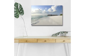 Lerretsbilde med LED-belysning - Rolig strand med klart vann og hvite sanddyner - Blå / Hvit / Grønn - Interiør - Maleri & posters - Lerretsbilder