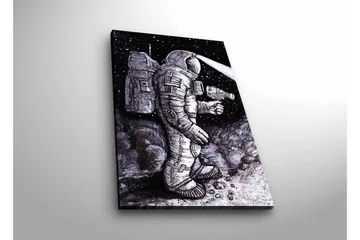 Lerretsbilde med LED-belysning - Romfarer i et stjerneklar miljø - Svart / Grå / Hvit - Interiør - Maleri & posters - Lerretsbilder