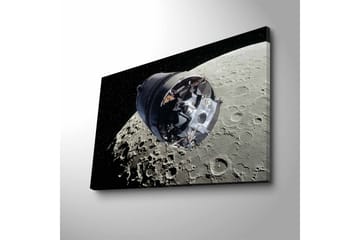 Lerretsbilde med LED-belysning - Romfartøy i bane rundt månen - Grå / Svart / Sølv - Interiør - Maleri & posters - Lerretsbilder