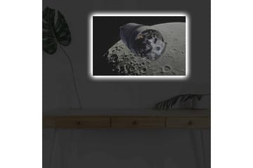 Lerretsbilde med LED-belysning - Romfartøy i bane rundt månen - Grå / Svart / Sølv - Interiør - Maleri & posters - Lerretsbilder