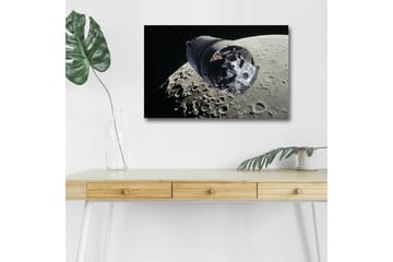 Lerretsbilde med LED-belysning - Romfartøy i bane rundt månen - Grå / Svart / Sølv - Interiør - Maleri & posters - Lerretsbilder
