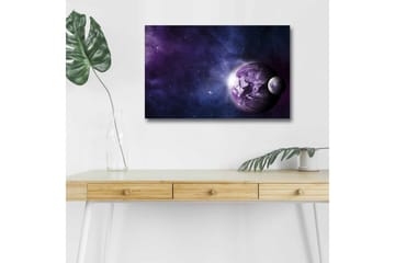 Lerretsbilde med LED-belysning - Romlandskap med planeter og stjerner - Lilla / Blå / Hvit - Interiør - Maleri & posters - Lerretsbilder
