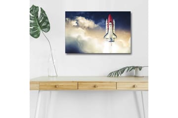 Lerretsbilde med LED-belysning - Romrakett som letter mot himmelen - Rød / Hvit / Blå - Interiør - Maleri & posters - Lerretsbilder