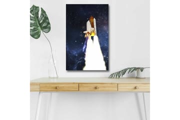 Lerretsbilde med LED-belysning - Romrakett som letter mot stjernene - Mørk blå / Hvit / Oransje - Interiør - Maleri & posters - Lerretsbilder