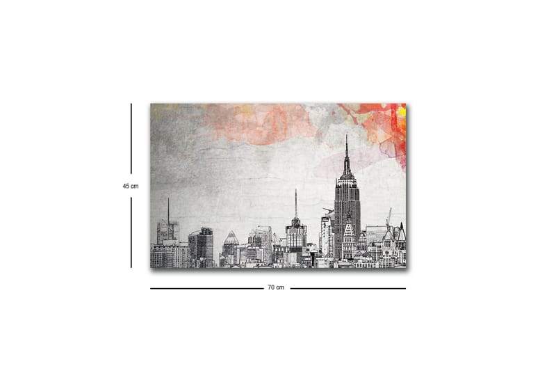 Lerretsbilde med LED-belysning - Silhuett av en by med ikoniske bygninger i svart-hvitt - Svart / Grå / Lys rosa - Interiør - Maleri & posters - Lerretsbilder
