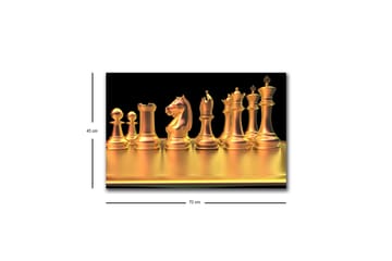 Lerretsbilde med LED-belysning - Skinnende sjakkbrikker i gulltoner - Gull / Svart - Interiør - Maleri & posters - Lerretsbilder