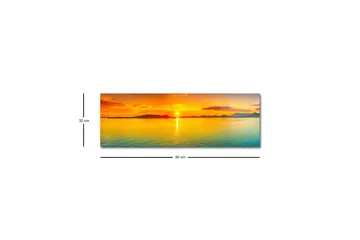 Lerretsbilde med LED-belysning - Solnedgang over rolig vann - Oransje / Blå / Gull - Interiør - Maleri & posters - Lerretsbilder