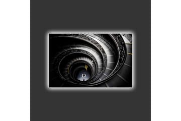 Lerretsbilde med LED-belysning - Spiraltrapp med elegante detaljer - Svart / Grå / Gul - Interiør - Maleri & posters - Lerretsbilder