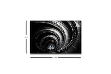 Lerretsbilde med LED-belysning - Spiraltrapp med elegante detaljer - Svart / Grå / Gul - Interiør - Maleri & posters - Lerretsbilder