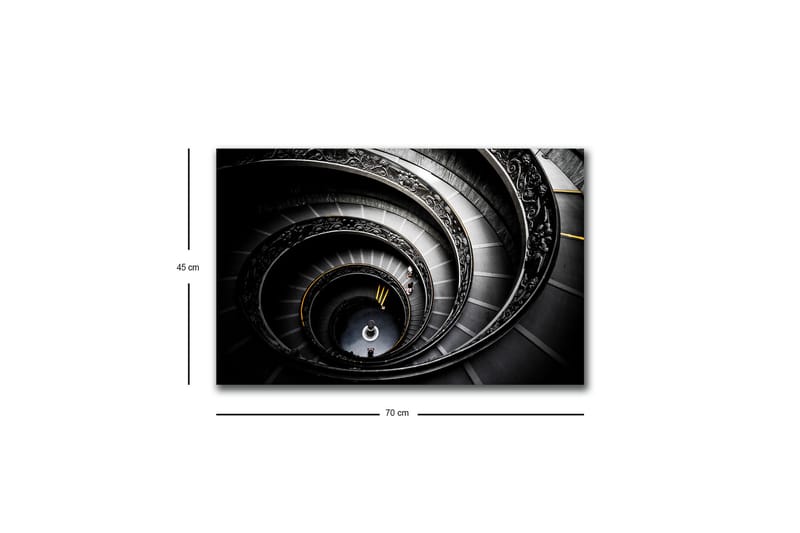 Lerretsbilde med LED-belysning - Spiraltrapp med elegante detaljer - Svart / Grå / Gul - Interiør - Maleri & posters - Lerretsbilder