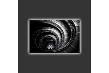 Lerretsbilde med LED-belysning - Spiraltrapp med elegante detaljer - Svart / Grå / Gul - Interiør - Maleri & posters - Lerretsbilder