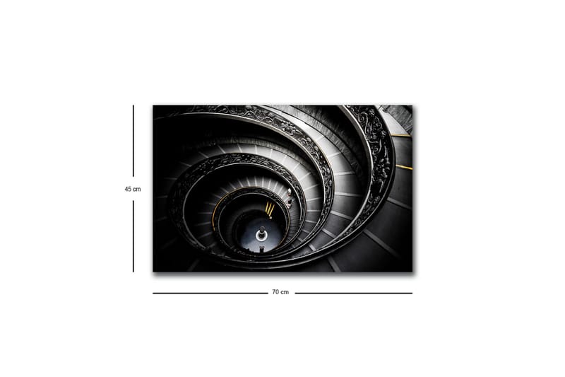 Lerretsbilde med LED-belysning - Spiraltrapp med elegante detaljer - Svart / Grå / Gul - Interiør - Maleri & posters - Lerretsbilder