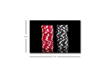 Lerretsbilde med LED-belysning - Stabler med pokersjetonger i rød og svart farge - Rød / Svart - Interiør - Maleri & posters - Lerretsbilder