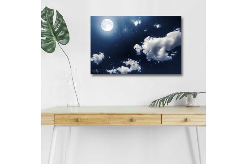 Lerretsbilde med LED-belysning - Statlig rosa tre i en fargerik eng