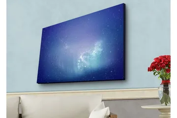 Lerretsbilde med LED-belysning - Stjernegalakse i dyp blå og lilla - Dyp blå / Lilla / Turkis - Interiør - Maleri & posters - Lerretsbilder