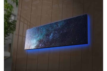 Lerretsbilde med LED-belysning - Stjernehimmel med galakser og stjerner - Mørk blå / Svart / Lys blå - Interiør - Maleri & posters - Lerretsbilder