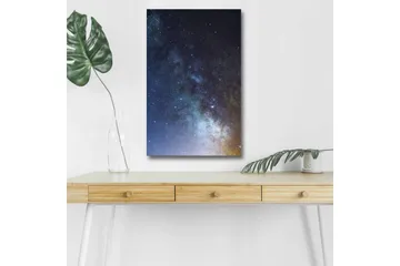 Lerretsbilde med LED-belysning - Stjerneklar nattehimmel med galakser og stjerner - Mørk blå / Svart / Lys blå - Interiør - Maleri & posters - Lerretsbilder