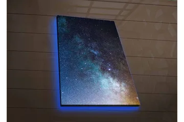 Lerretsbilde med LED-belysning - Stjerneklar nattehimmel med galakser og stjerner - Mørk blå / Svart / Lys blå - Interiør - Maleri & posters - Lerretsbilder