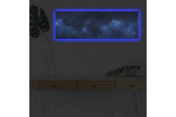 Lerretsbilde med LED-belysning - Stjerneklar nattehimmel med myke skyformasjoner - Mørk blå / Lys blå / Svart - Interiør - Maleri & posters - Lerretsbilder