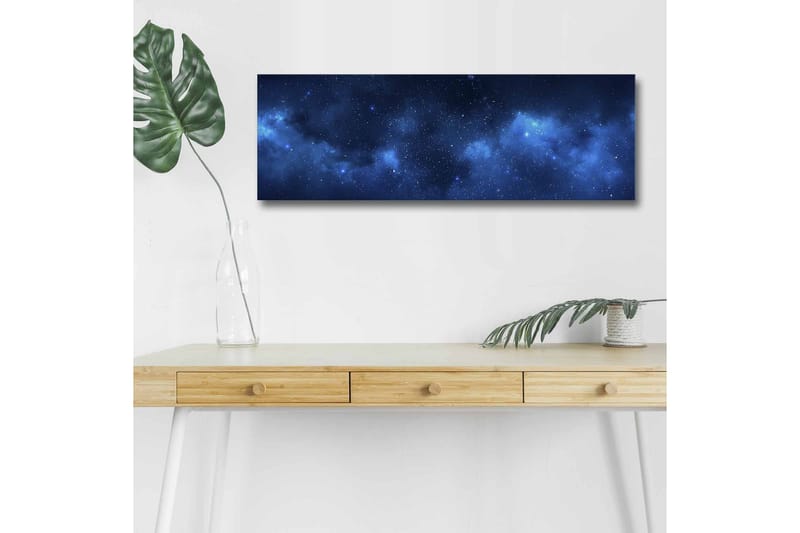 Lerretsbilde med LED-belysning - Stjerneklar nattehimmel med myke skyformasjoner - Mørk blå / Lys blå / Svart - Interiør - Maleri & posters - Lerretsbilder