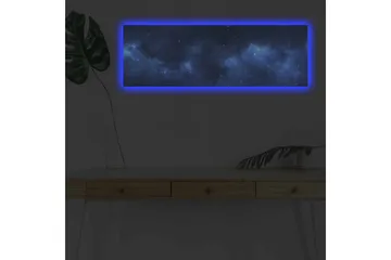 Lerretsbilde med LED-belysning - Stjerneklar nattehimmel med myke skyformasjoner - Mørk blå / Lys blå / Svart - Interiør - Maleri & posters - Lerretsbilder
