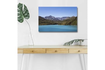 Lerretsbilde med LED-belysning - Storslått fjellandskap med en klar, turkis innsjø - Turkis / Grønn / Blå - Interiør - Maleri & posters - Lerretsbilder