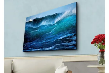 Lerretsbilde med LED-belysning - Storslått havbølge i bevegelse - Turkis / Mørk blå / Hvit - Interiør - Maleri & posters - Lerretsbilder