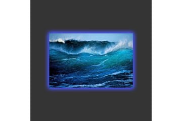 Lerretsbilde med LED-belysning - Storslått havbølge i bevegelse - Turkis / Mørk blå / Hvit - Interiør - Maleri & posters - Lerretsbilder